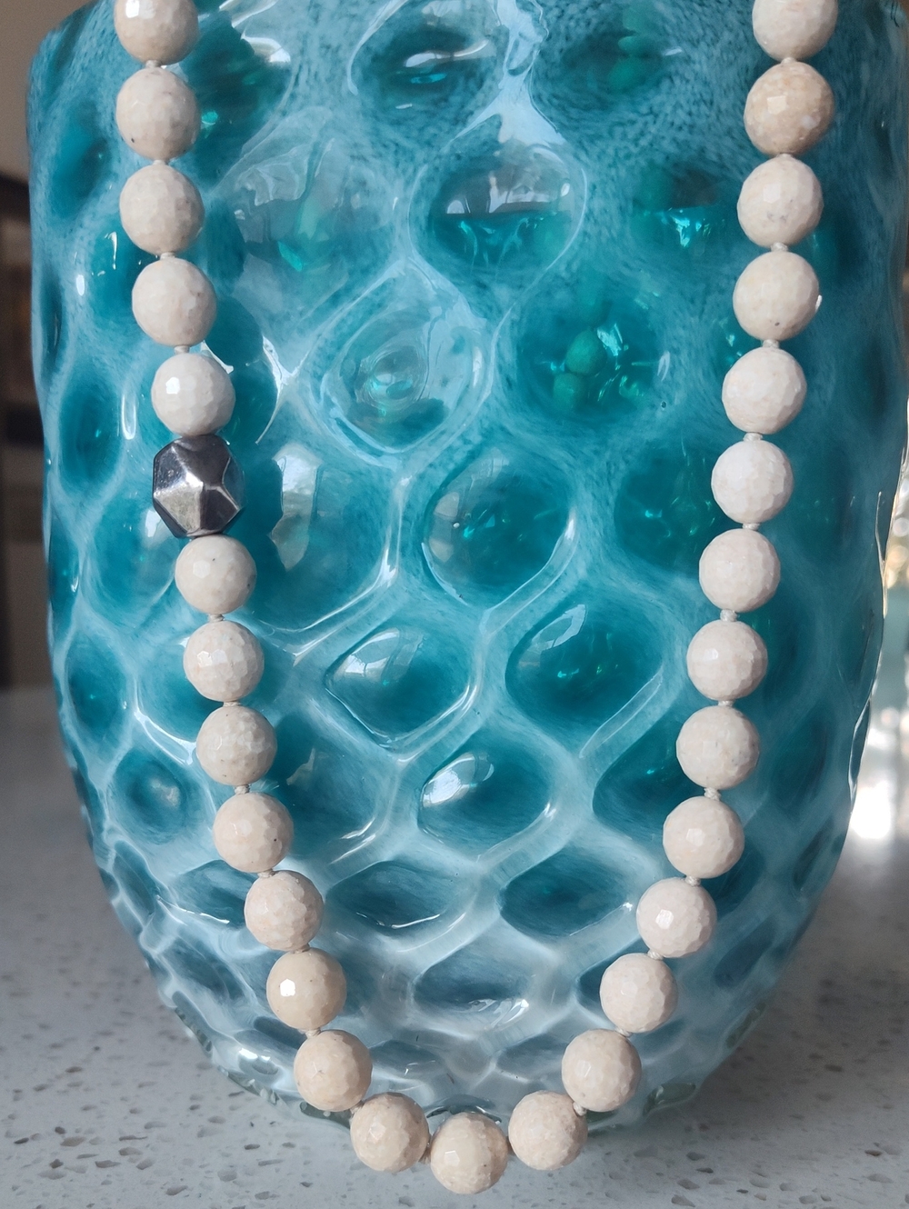 Simon Sebbag Cream Faceted Stone Bead Necklace